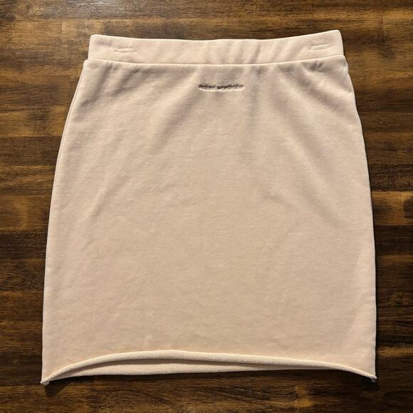 Naked Wardrobe Women’s Medium Skirt Bodycon Pencil Short Beige Tan Elastic Waist - Picture 1 of 9